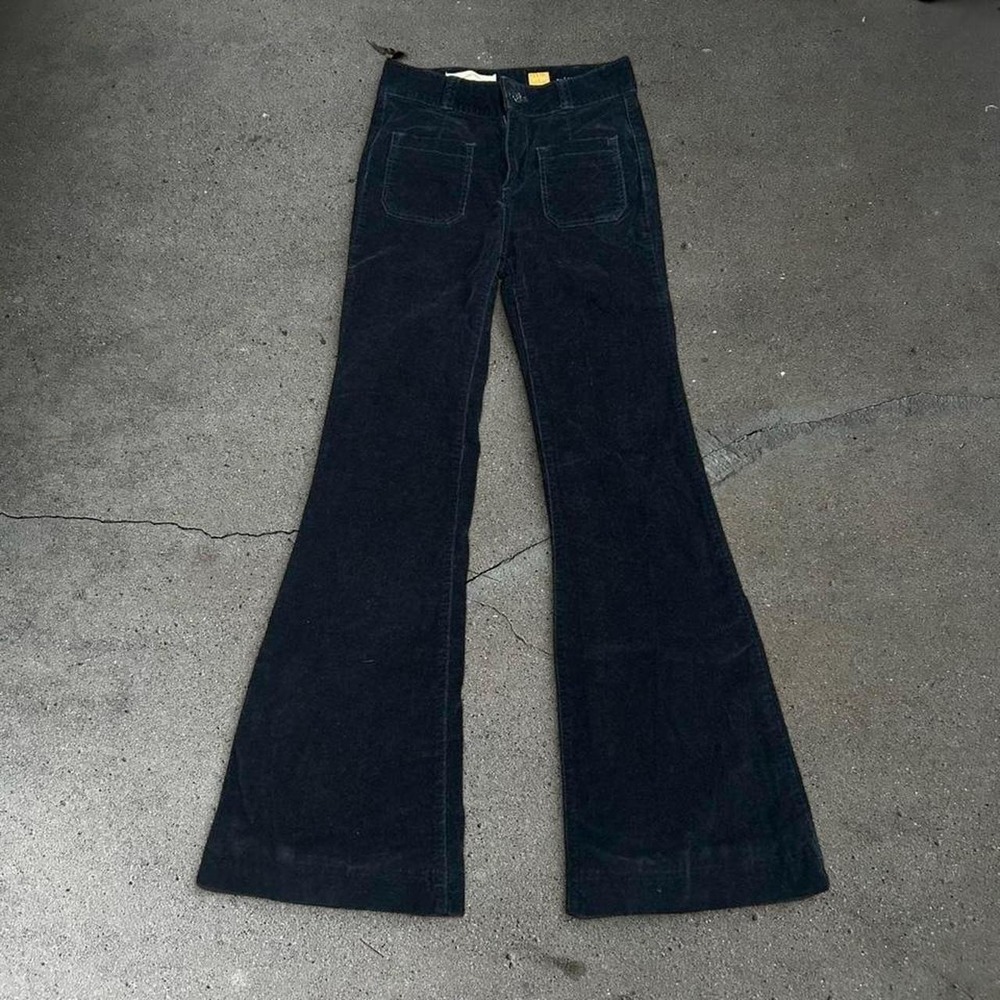 Women's Anthropologie Pilco navy blue corduroy low rise super flare pants 26X32